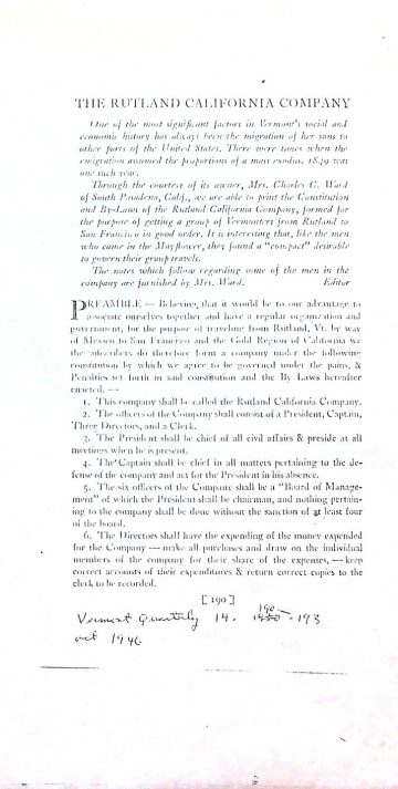 General History: Rutland California Company 1